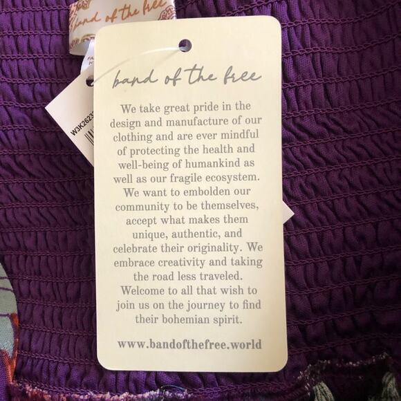 Band of the Free NWT Floriane Purple Floral Print Balloon Sleeve Crop Top Large - Picture 13 of 16